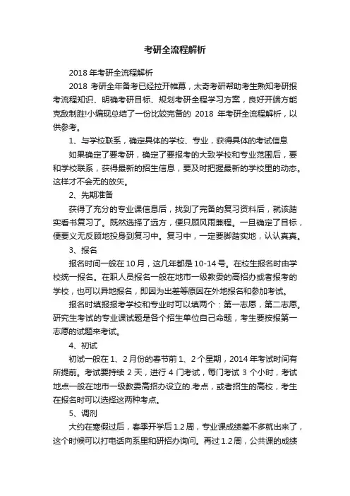 2018年考研全流程解析