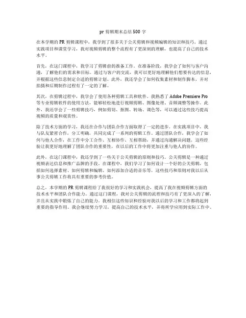 pr剪辑期末总结500字