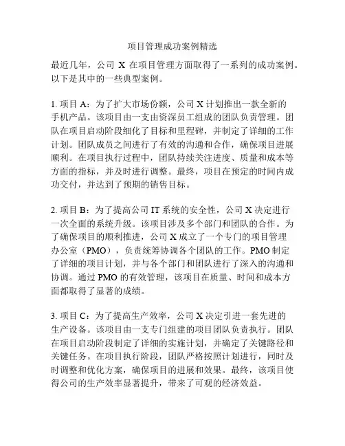 项目管理成功案例精选