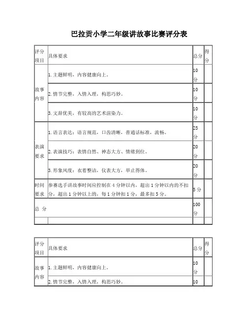 绘本故事比赛评分标准