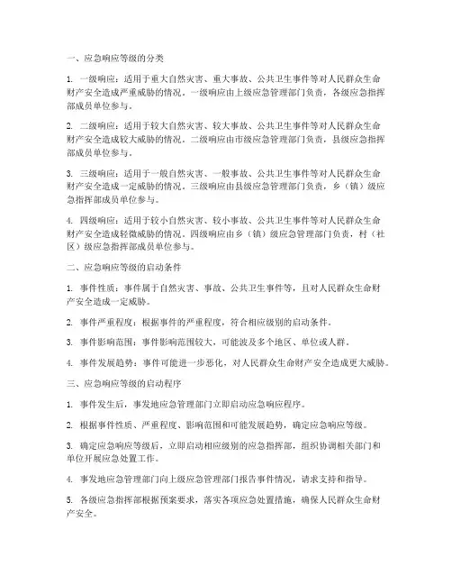 应急预案应急响应等级