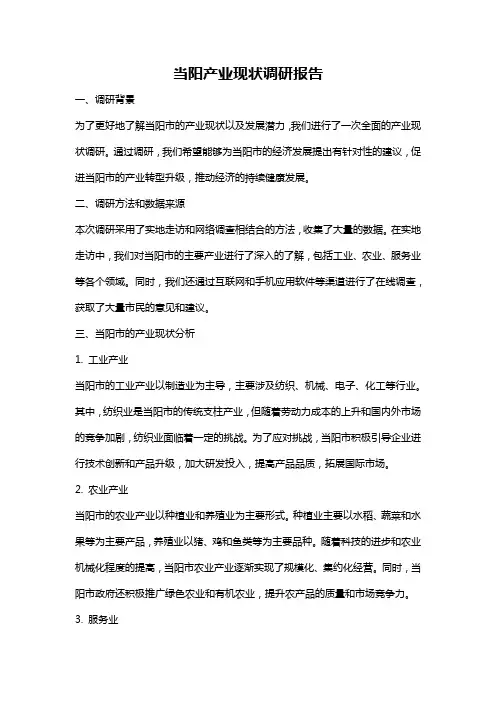 当阳产业现状调研报告