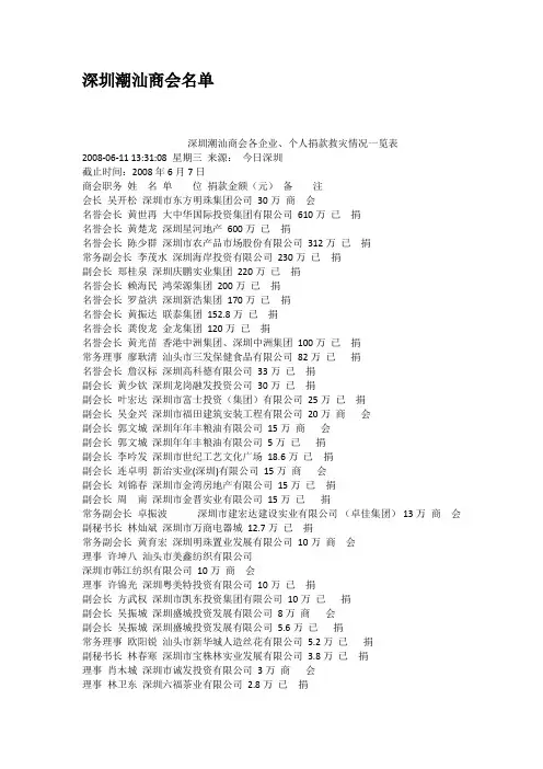 深圳潮汕商会名单