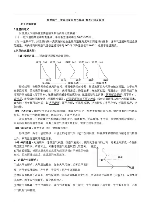 逆温现象与热力环流考点归纳及应用