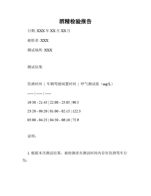 酒精检验报告
