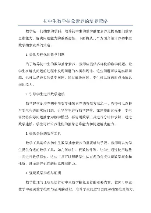 初中生数学抽象素养的培养策略