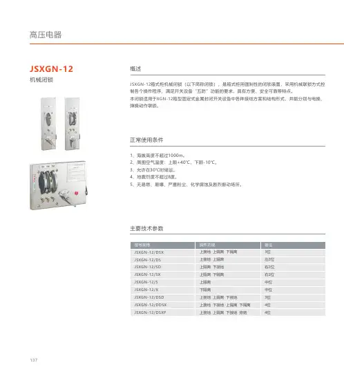 人民电器 JSXGN-12机械闭锁 产品说明书