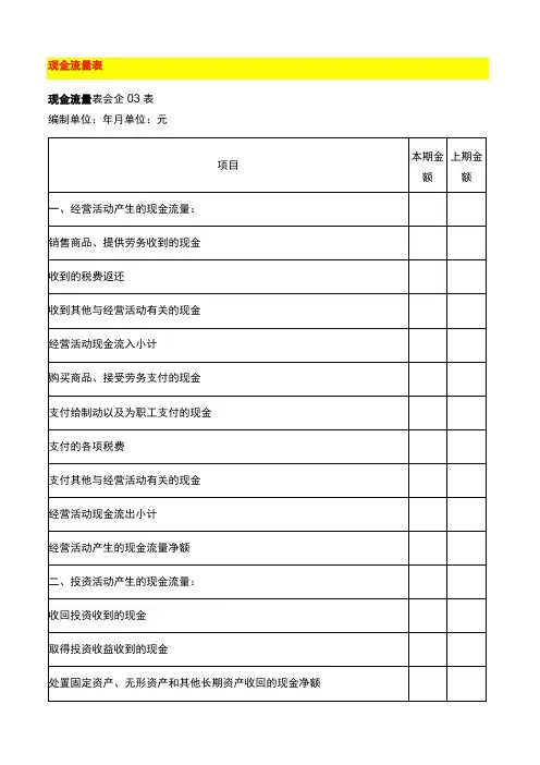 现金流量表模板