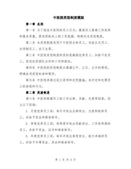 中医院奖惩制度模版