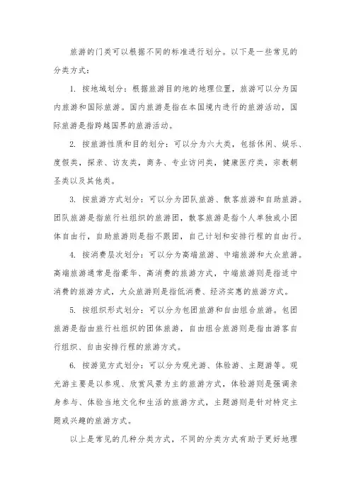 旅游的门类