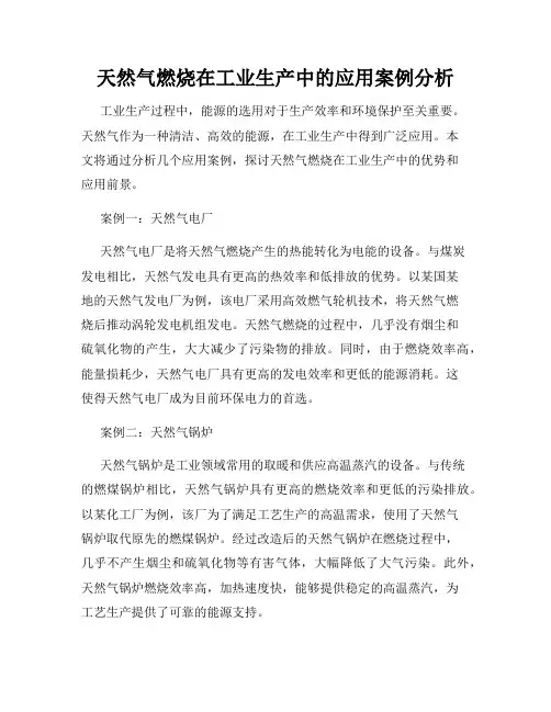 天然气燃烧在工业生产中的应用案例分析