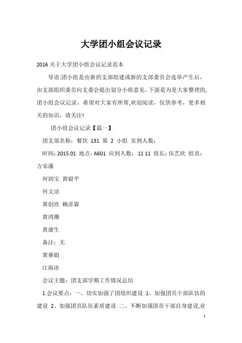 大学团小组会议记录