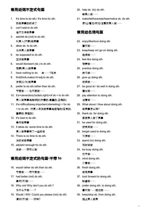 中考英语复习句型和词组