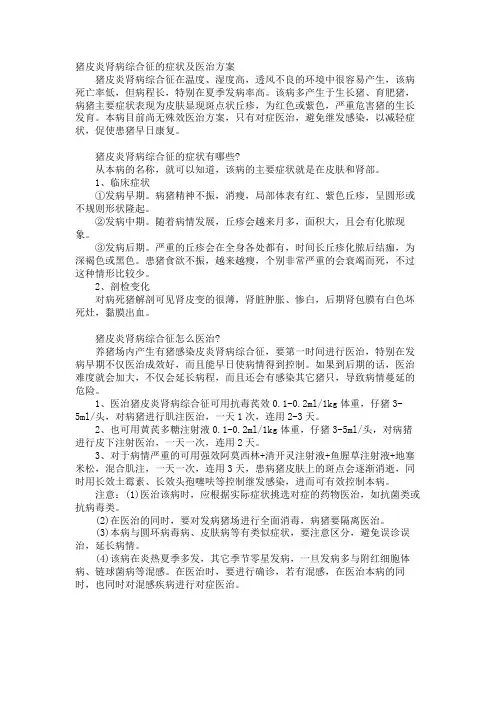 猪皮炎肾病综合征的症状及治疗方案