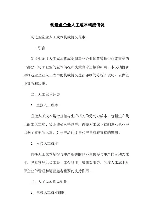 制造业企业人工成本构成情况