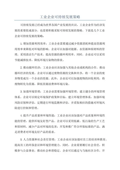 工业企业可持续发展策略