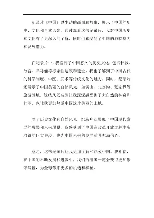 纪录片中国观后感300字