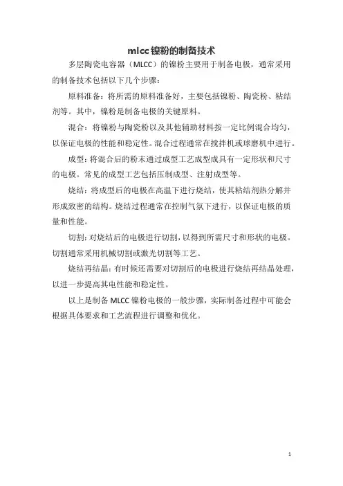 mlcc镍粉的制备技术