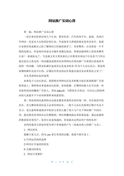 网站推广实训心得