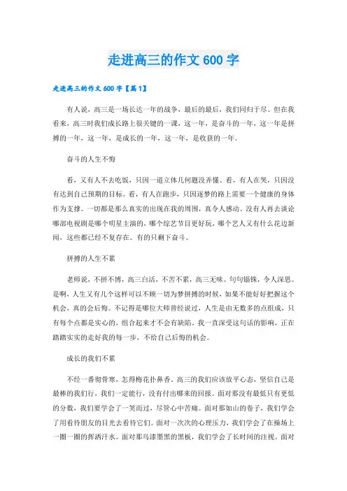 走进高三的作文600字
