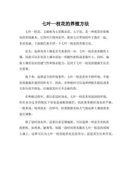 七叶一枝花的养殖方法