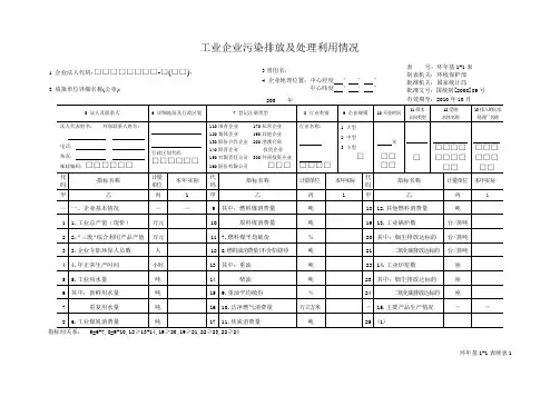 精品工业企业污染排放及处理利用情况年报表-岳阳市环境保护局