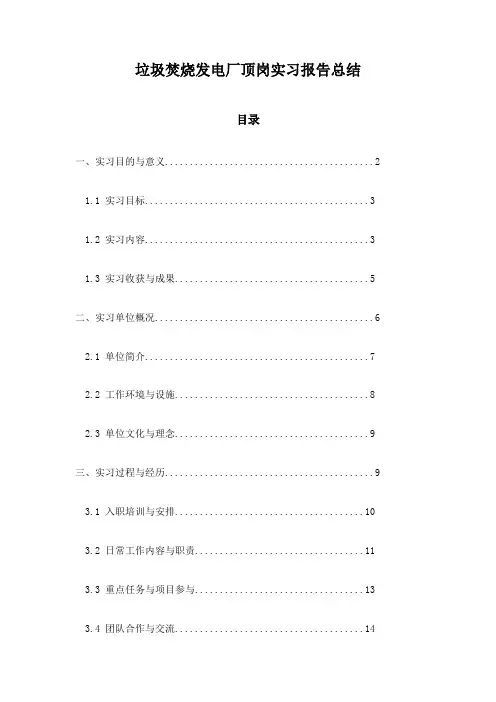 垃圾焚烧发电厂顶岗实习报告总结