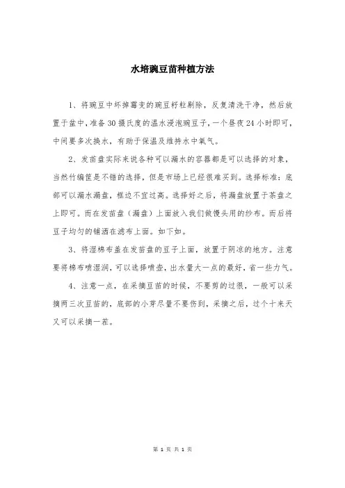 水培豌豆苗种植方法