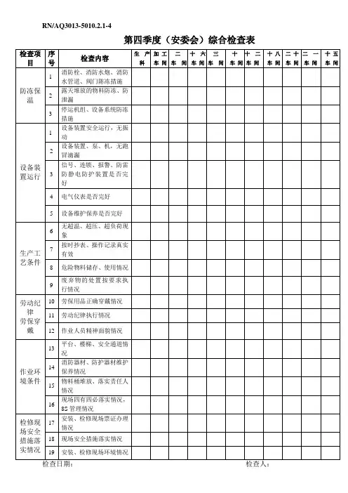 第4季度安全综合检查表
