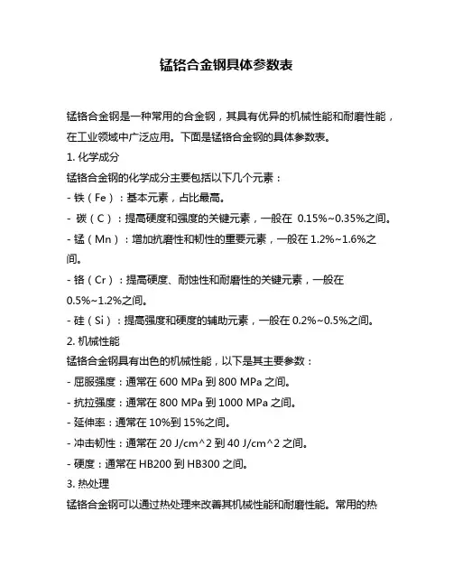 锰铬合金钢具体参数表