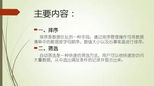 Excel数据的排序与筛选ppt课件