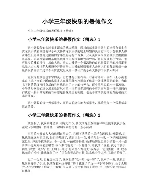 小学三年级快乐的暑假作文