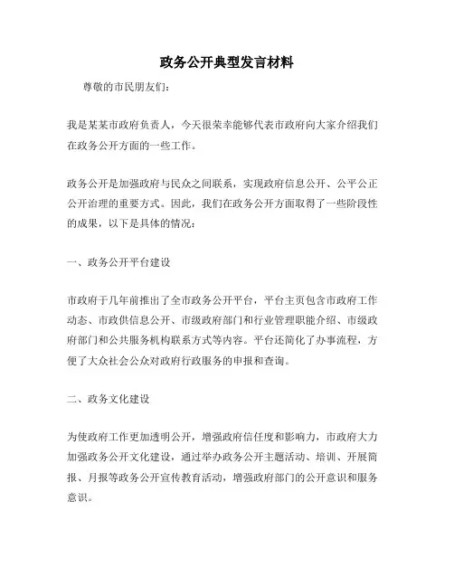 政务公开典型发言材料