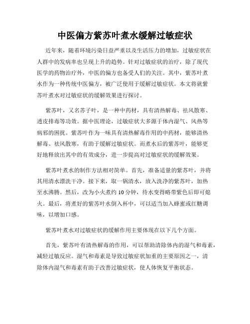 中医偏方紫苏叶煮水缓解过敏症状