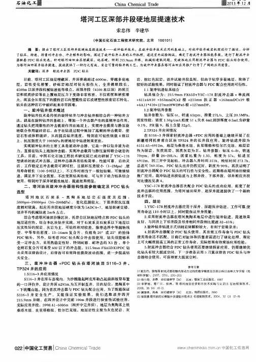 塔河工区深部井段硬地层提速技术