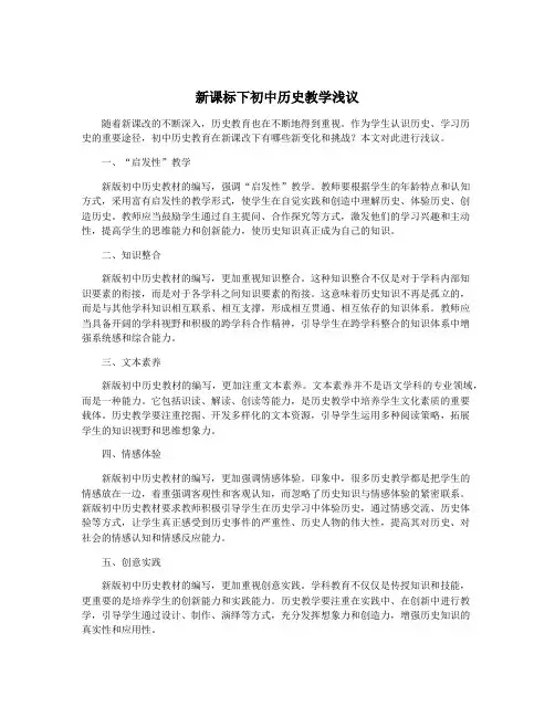 新课标下初中历史教学浅议