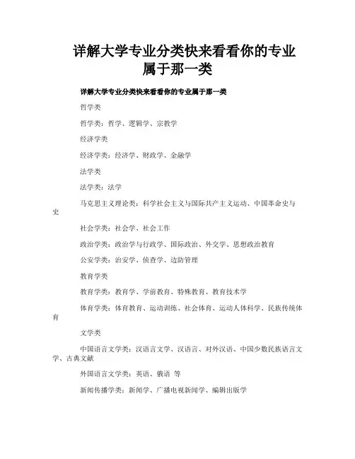 详解大学专业分类快来看看你的专业属于那一类