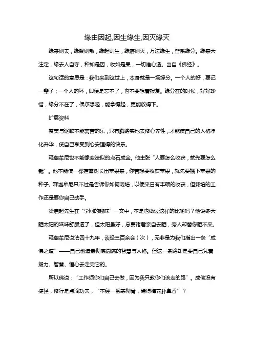 缘由因起,因生缘生,因灭缘灭