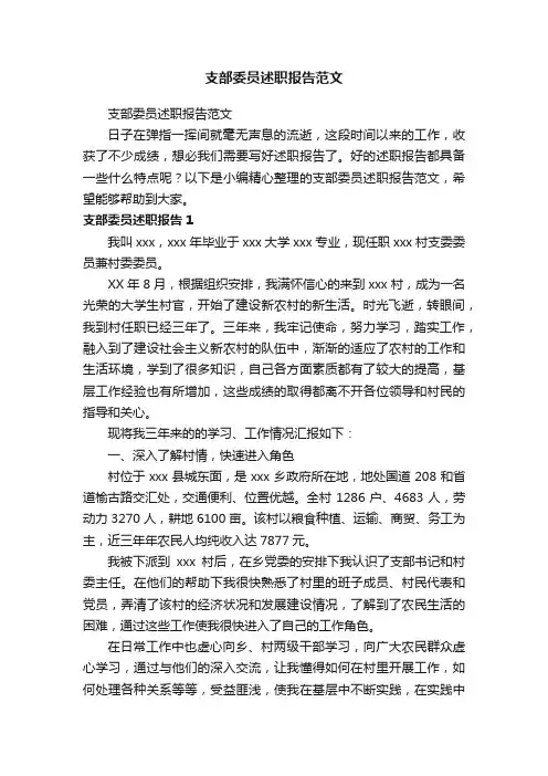 支部委员述职报告范文