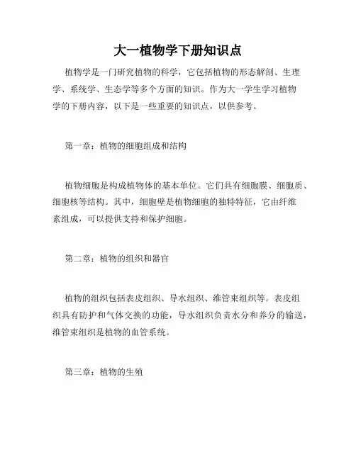 大一植物学下册知识点