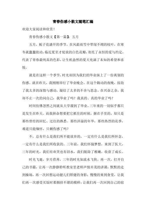 青春伤感小散文随笔汇编
