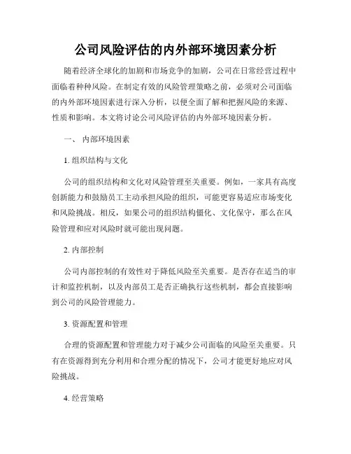 公司风险评估的内外部环境因素分析