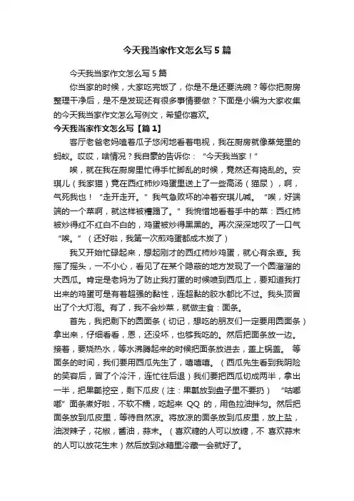今天我当家作文怎么写5篇