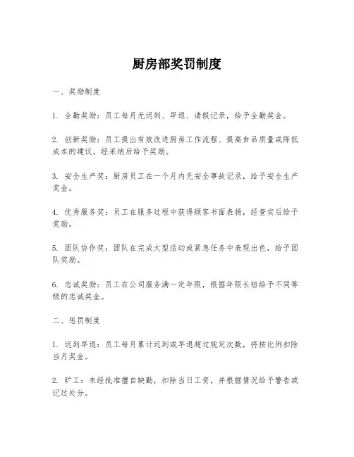 厨房部奖罚制度