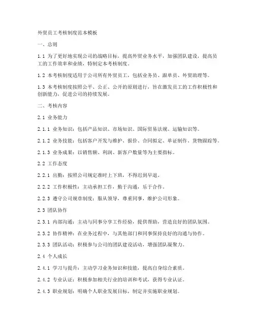 外贸员工考核制度范本模板