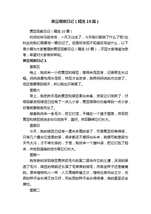 黄豆观察日记（精选10篇）