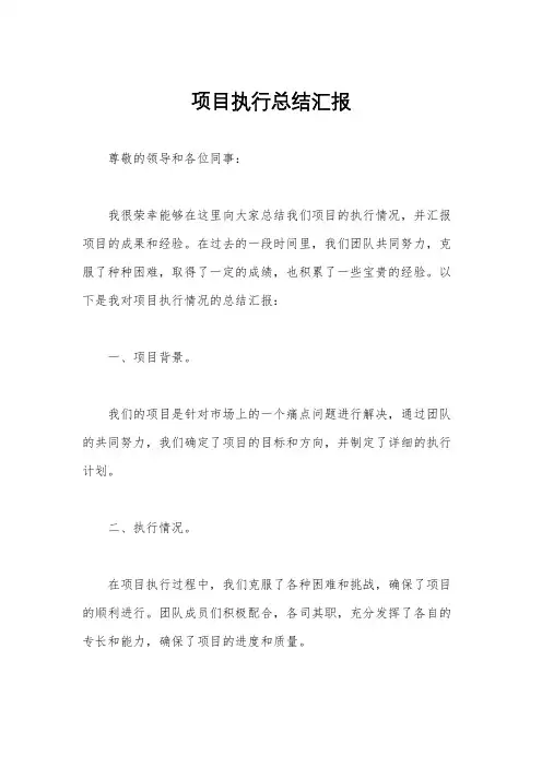 项目执行总结汇报