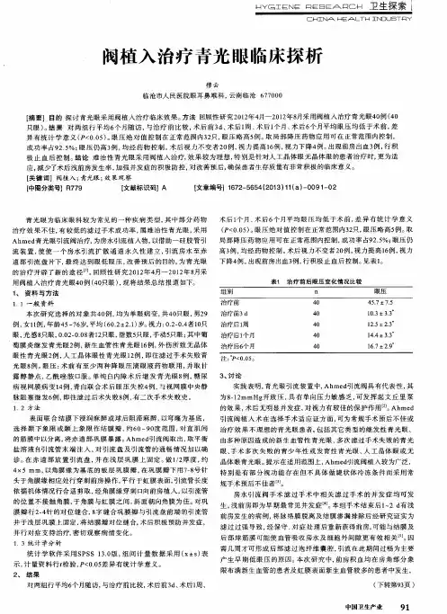 阀植入治疗青光眼临床探析