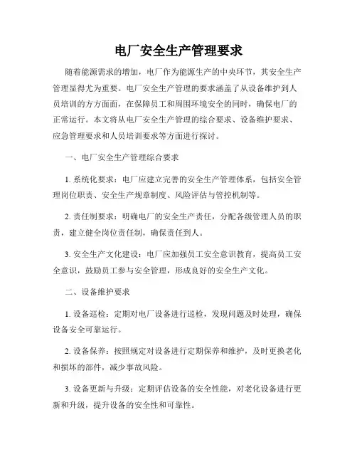 电厂安全生产管理要求