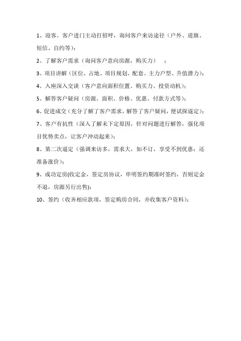 房地产案场销售流程